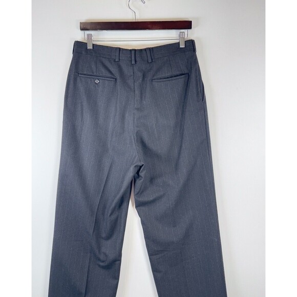 VINTAGE Burberrys Mens Dress Pants Blue Pinstriped Straight Pleated Front 32x30 - Picture 8 of 9